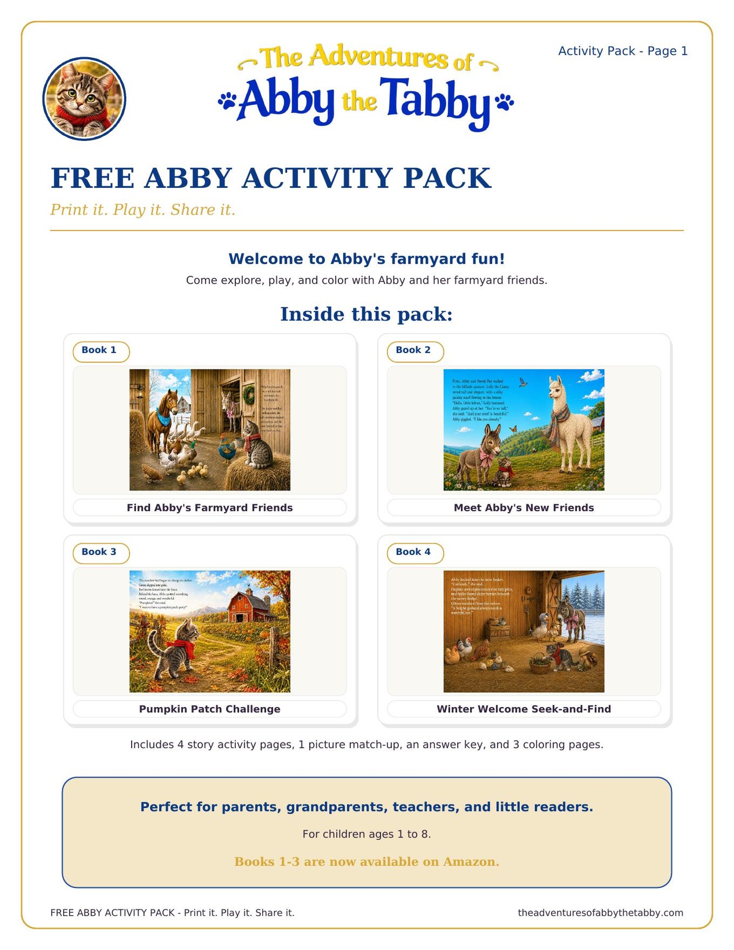 Preview of the FREE Abby Activity Pack